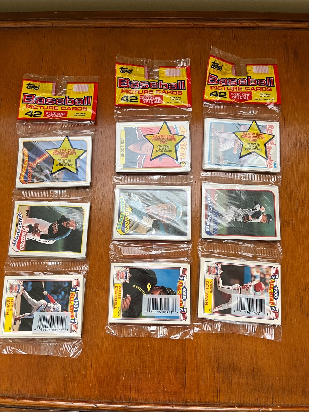 Topps Red and Yellow Sealed Baseball Wax Packs 3 of 42 cards each